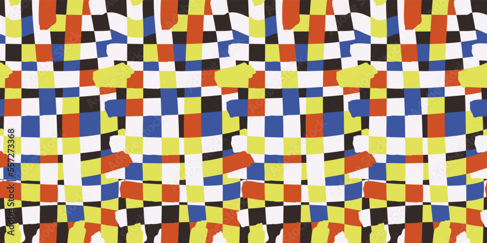 Aufkleber abstract checker seamless pattern with mosaic casual brush strokes. print and seamless surfaces, wal