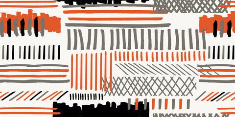 Hand drawn seamless pattern with marker lines on a white background. Print and seamless surfaces, wallpaper, notebooks, pillows, cups, packaging, interior, textiles.