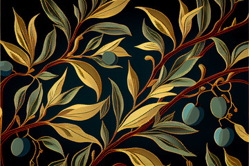 Fototapeta premium Olive tree branches pattern ideal for backgrounds