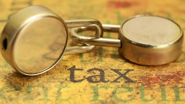 Locks on tax text dolly shot
