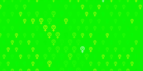Light Green, Yellow vector backdrop with women power symbols.