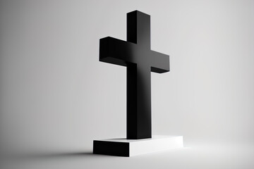Naklejka premium of a black cross on a white backdrop. Generative AI