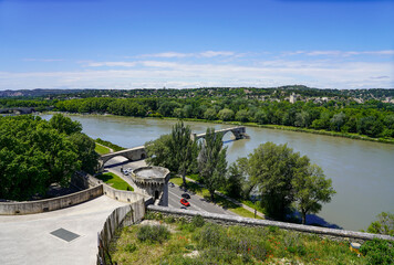 Top view of part of the old bridge of Avignon, France.