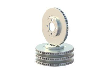 Naklejka premium Stack of brake disks isolated on white background. 3d render