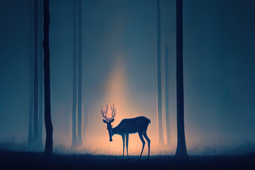 Deer, alone. Generative AI