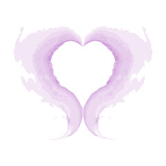 Abstract heart shaped brush stroke in trendy shades soft lavender watercolor. Happy valentines day