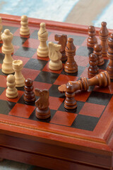 Chess board overview, with game finished by checkmate