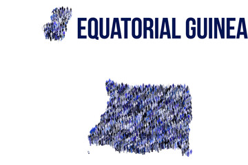The map of the Equatorial Guinea made of pictograms of people or stickman figures. The concept of population, sociocultural system, society, people, national community of the state. illustration.