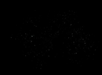 Snowfall, falling white snow, blizzard. Transparent Png flakes of white small snow. Realistic snowflakes. Isolated pattern.