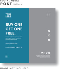 Fototapeta premium Blue light banner for social media post template