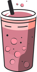 Boba tea illustration, drink with straw icon