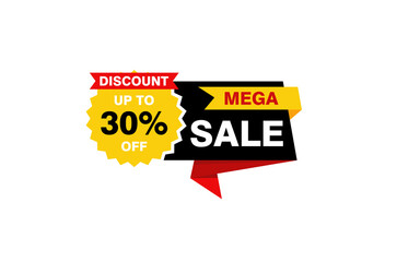 30 Percent discount offer, clearance, promotion banner layout with sticker style. 