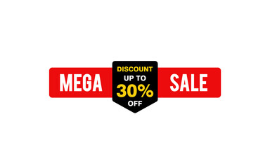 30 Percent discount offer, clearance, promotion banner layout with sticker style. 