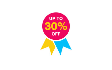 30 Percent discount offer, clearance, promotion banner layout with sticker style. 