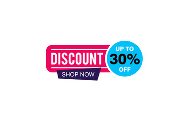 30 Percent discount offer, clearance, promotion banner layout with sticker style. 