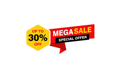 30 Percent discount offer, clearance, promotion banner layout with sticker style. 