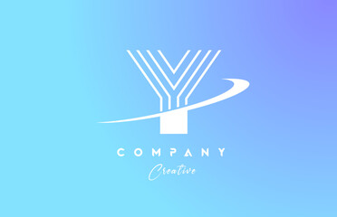pastel color Y blue alphabet letter logo icon design with swoosh. Creative template for company and business