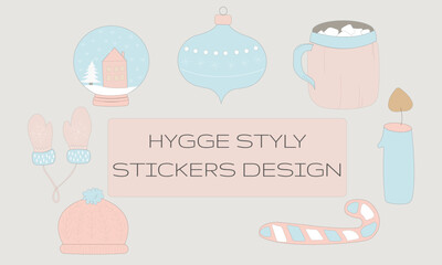 winter stickers hygge style stickers new year stickers
