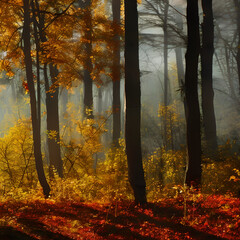 Fototapeta premium undergrowth in autumn, generative ai
