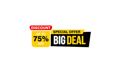 75 Percent discount offer, clearance, promotion banner layout with sticker style. 
