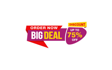 75 Percent discount offer, clearance, promotion banner layout with sticker style. 
