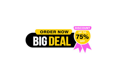 75 Percent discount offer, clearance, promotion banner layout with sticker style. 
