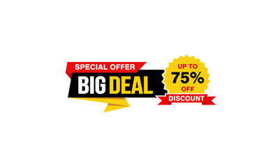 75 Percent discount offer, clearance, promotion banner layout with sticker style. 
