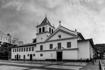 Centro histórico de São Paulo, Pátio do Colégio, local da fundação da cidade. Preto e branco.