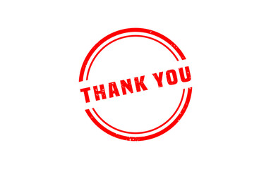 THANK YOU rubber stamp with grunge style on white background