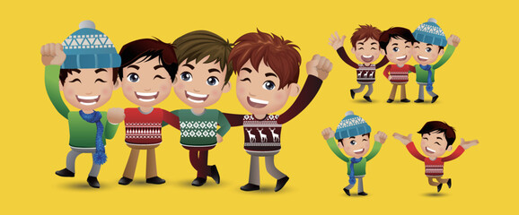 Friends Characters Set Vector. Laughing Friends, Office Colleagues.