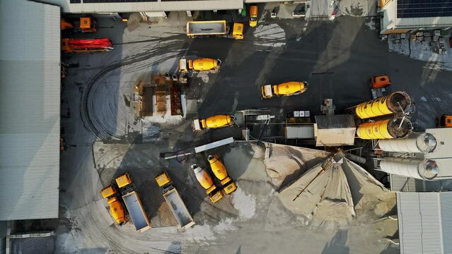Zoom out footage of construction company site 