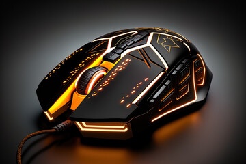 computer gaming mouse in black with light. Generative AI