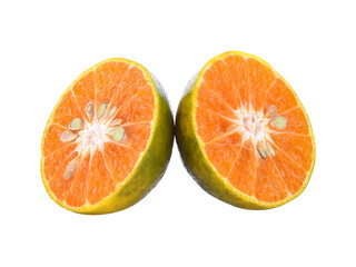 tangerine or mandarin fruit with leaves isolated transparent png