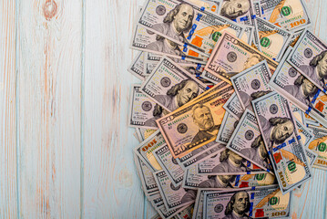 Fototapeta na wymiar American dollars as a background. Finance and banks. The growth of the dollar.