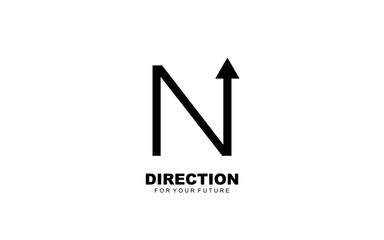 N logo business for branding company. arrow template vector illustration for your brand.