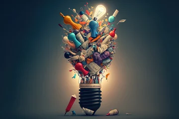 Foto op Plexiglas Illustration of the creative thinking idea. Generative AI © 2rogan