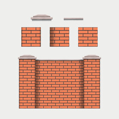 red brick wall elements seamless pattern isolated