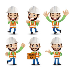 Profession - builder. worker. engineer with different poses