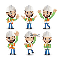 Profession - builder. worker. engineer with different poses