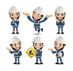 Fototapeta premium Profession - builder. worker. engineer with different poses