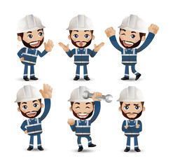 Profession - builder. worker. engineer with different poses