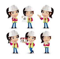 Profession - builder. worker. engineer with different poses