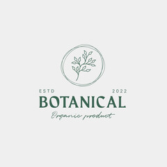 Fototapeta na wymiar Hand drawn feminine signs or logo templates, floral illustration with typography, a botanical logo for your business