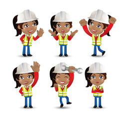 builder. worker. engineer with different poses