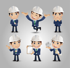 Profession - builder. worker. engineer with different poses