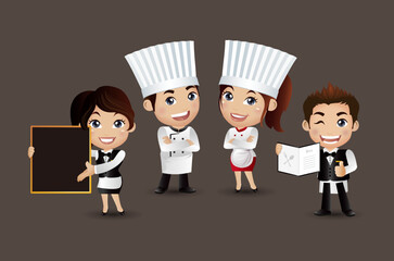 Profession - chef with different poses