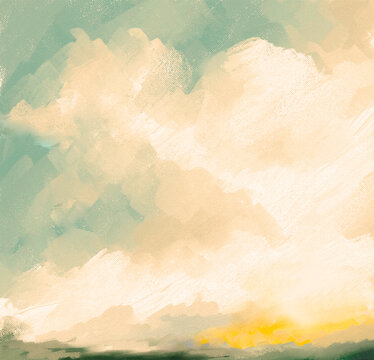 Impressionistic Cloud & Landscape Digital Painting/Illustration/Art/Artwork Background or Backdrop, or Wallpaper