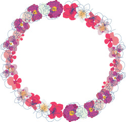 メッセージカードに使えるフレーム 枠 花のイラスト