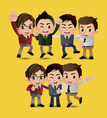 Friends Characters Set Vector. Laughing Friends, Office Colleagues.