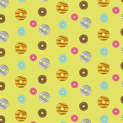 Donut pattern on yellow background